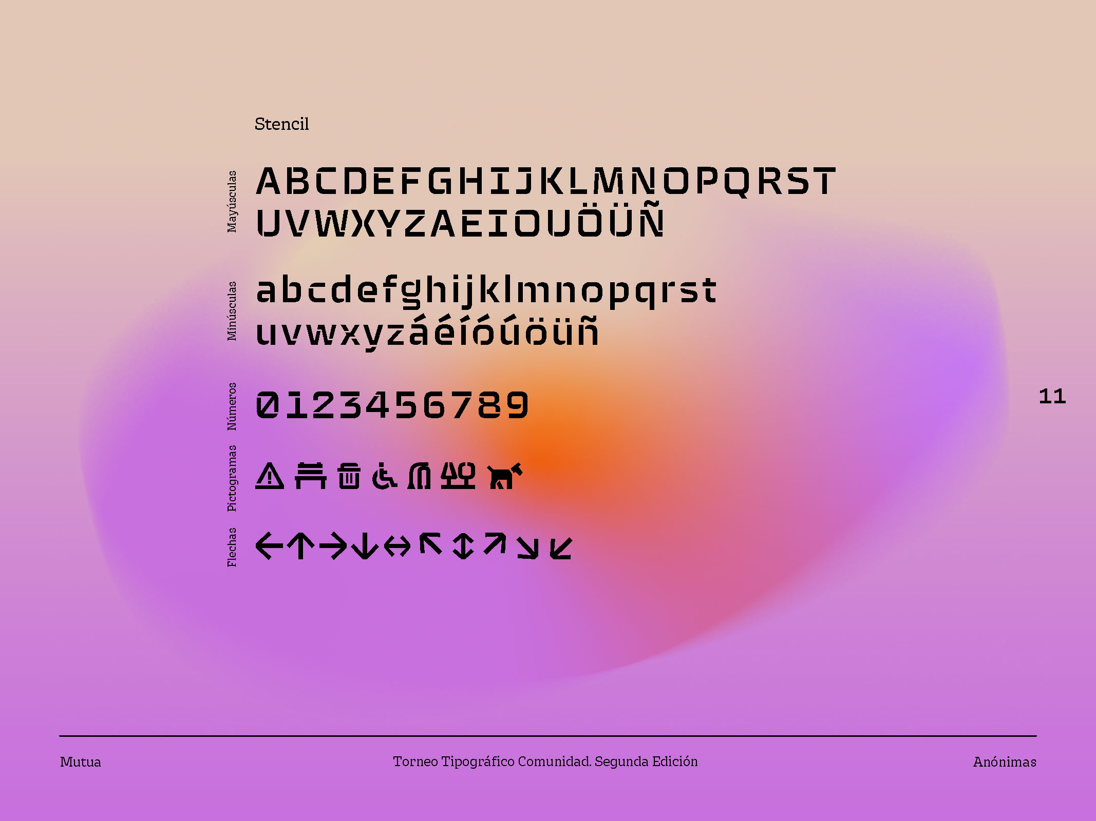 Mutua Stencil — juego de caracteres