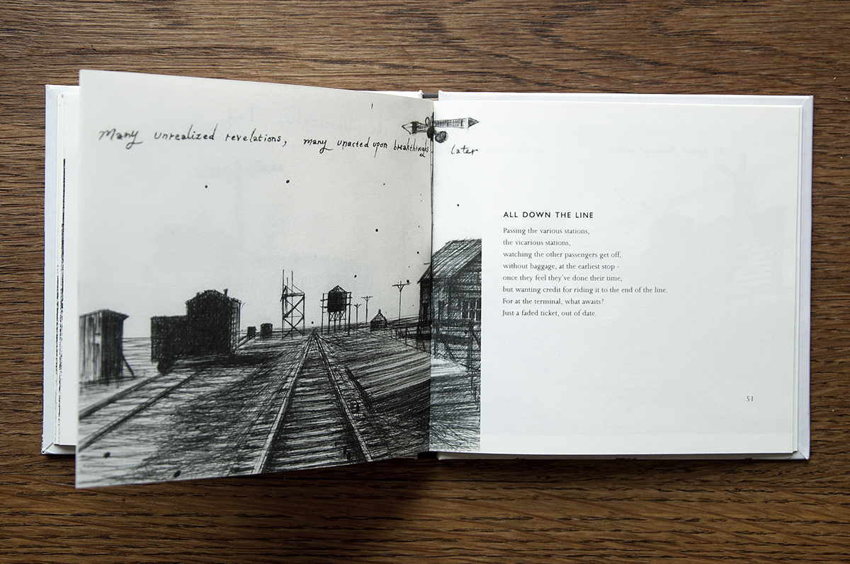 The Indifferent Sublime — spread poema y dibujo